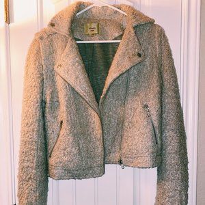 Anthro Elevenses distressed wool Bomber jacket